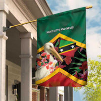 Saint Kitts and Nevis Garden Flag Pelican With Poinciana Flowers - Wonder Print Shop