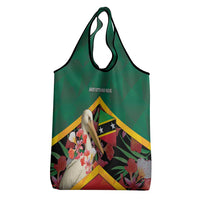 Saint Kitts and Nevis Grocery Bag Pelican With Poinciana Flowers - Wonder Print Shop