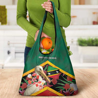 Saint Kitts and Nevis Grocery Bag Pelican With Poinciana Flowers - Wonder Print Shop
