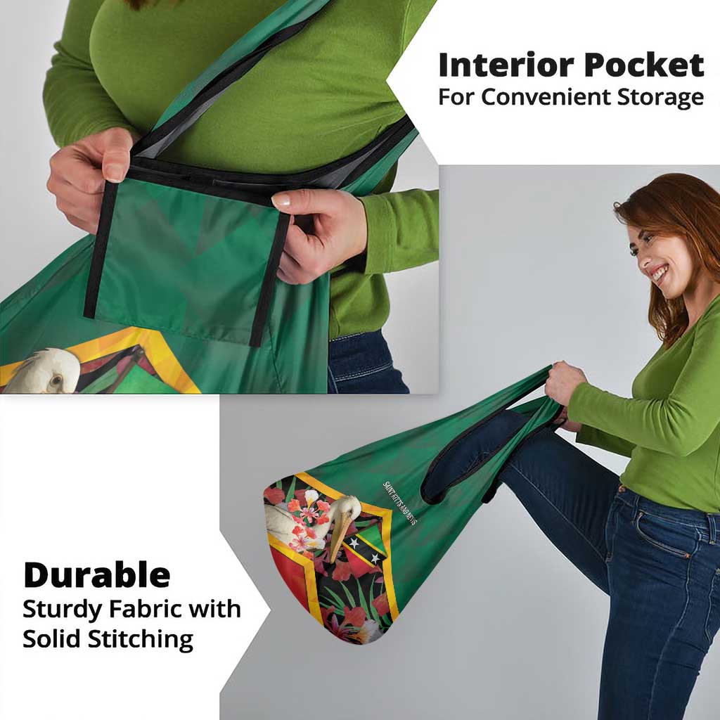 Saint Kitts and Nevis Grocery Bag Pelican With Poinciana Flowers - Wonder Print Shop