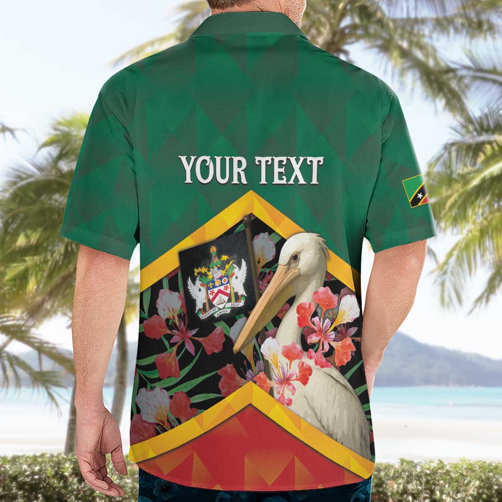 Personalized Saint Kitts and Nevis Hawaiian Shirt Pelican With Poinciana Flowers - Wonder Print Shop