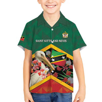 Personalized Saint Kitts and Nevis Hawaiian Shirt Pelican With Poinciana Flowers - Wonder Print Shop