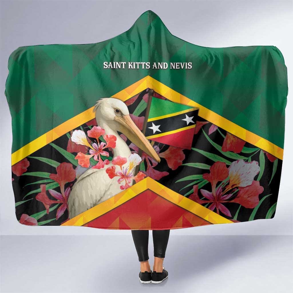 Saint Kitts and Nevis Hooded Blanket Pelican With Poinciana Flowers - Wonder Print Shop