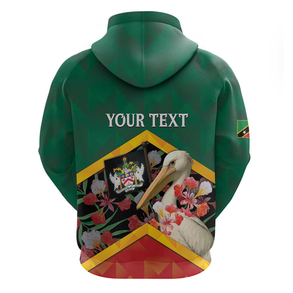 Personalized Saint Kitts and Nevis Hoodie Pelican With Poinciana Flowers - Wonder Print Shop
