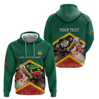 Personalized Saint Kitts and Nevis Hoodie Pelican With Poinciana Flowers - Wonder Print Shop