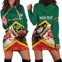 Personalized Saint Kitts and Nevis Hoodie Dress Pelican With Poinciana Flowers - Wonder Print Shop