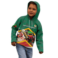Personalized Saint Kitts and Nevis Kid Hoodie Pelican With Poinciana Flowers - Wonder Print Shop