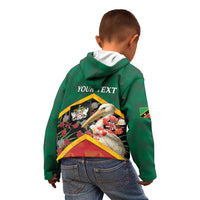 Personalized Saint Kitts and Nevis Kid Hoodie Pelican With Poinciana Flowers - Wonder Print Shop