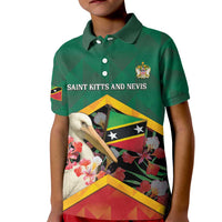 Personalized Saint Kitts and Nevis Kid Polo Shirt Pelican With Poinciana Flowers - Wonder Print Shop