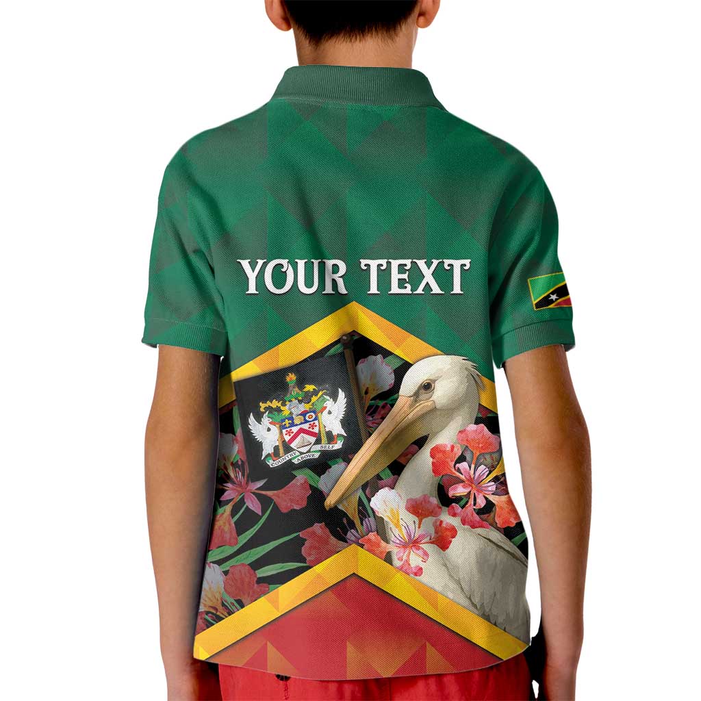 Personalized Saint Kitts and Nevis Kid Polo Shirt Pelican With Poinciana Flowers - Wonder Print Shop