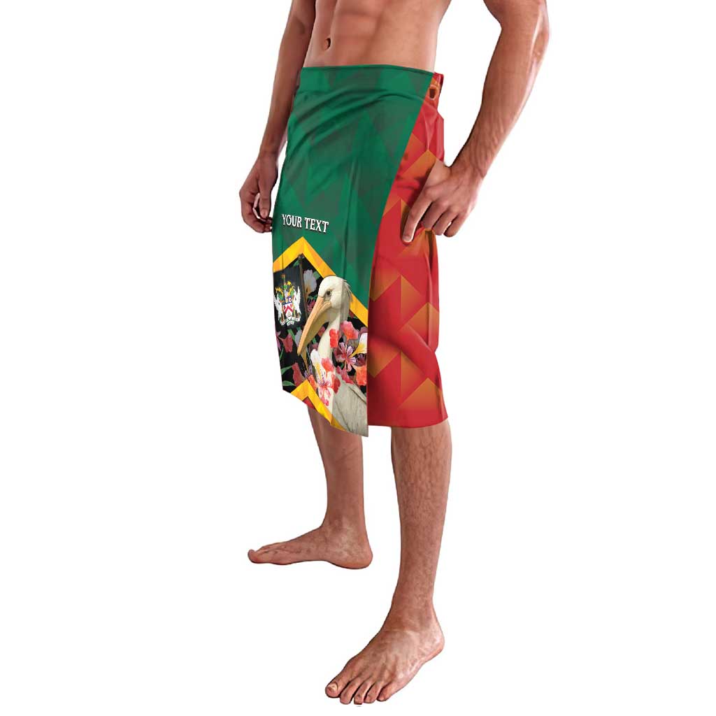 Personalized Saint Kitts and Nevis Lavalava Pelican With Poinciana Flowers - Wonder Print Shop