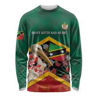 Personalized Saint Kitts and Nevis Long Sleeve Shirt Pelican With Poinciana Flowers - Wonder Print Shop