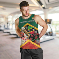 Personalized Saint Kitts and Nevis Men Tank Top Pelican With Poinciana Flowers - Wonder Print Shop