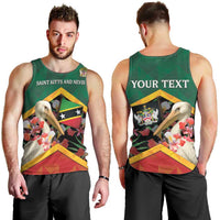 Personalized Saint Kitts and Nevis Men Tank Top Pelican With Poinciana Flowers - Wonder Print Shop