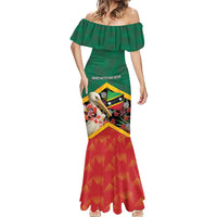 Personalized Saint Kitts and Nevis Mermaid Dress Pelican With Poinciana Flowers - Wonder Print Shop