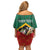 Personalized Saint Kitts and Nevis Off Shoulder Short Dress Pelican With Poinciana Flowers - Wonder Print Shop