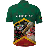 Personalized Saint Kitts and Nevis Polo Shirt Pelican With Poinciana Flowers - Wonder Print Shop