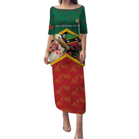 Personalized Saint Kitts and Nevis Puletasi Pelican With Poinciana Flowers - Wonder Print Shop