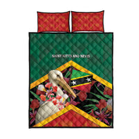 Saint Kitts and Nevis Quilt Bed Set Pelican With Poinciana Flowers - Wonder Print Shop
