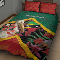 Saint Kitts and Nevis Quilt Bed Set Pelican With Poinciana Flowers - Wonder Print Shop