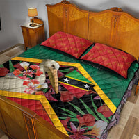 Saint Kitts and Nevis Quilt Bed Set Pelican With Poinciana Flowers - Wonder Print Shop