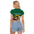 Personalized Saint Kitts and Nevis Raglan Cropped T Shirt Pelican With Poinciana Flowers - Wonder Print Shop