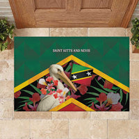 Saint Kitts and Nevis Rubber Doormat Pelican With Poinciana Flowers - Wonder Print Shop