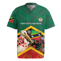 Personalized Saint Kitts and Nevis Rugby Jersey Pelican With Poinciana Flowers - Wonder Print Shop
