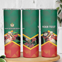 Personalized Saint Kitts and Nevis Skinny Tumbler Pelican With Poinciana Flowers - Wonder Print Shop