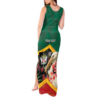 Personalized Saint Kitts and Nevis Tank Maxi Dress Pelican With Poinciana Flowers - Wonder Print Shop