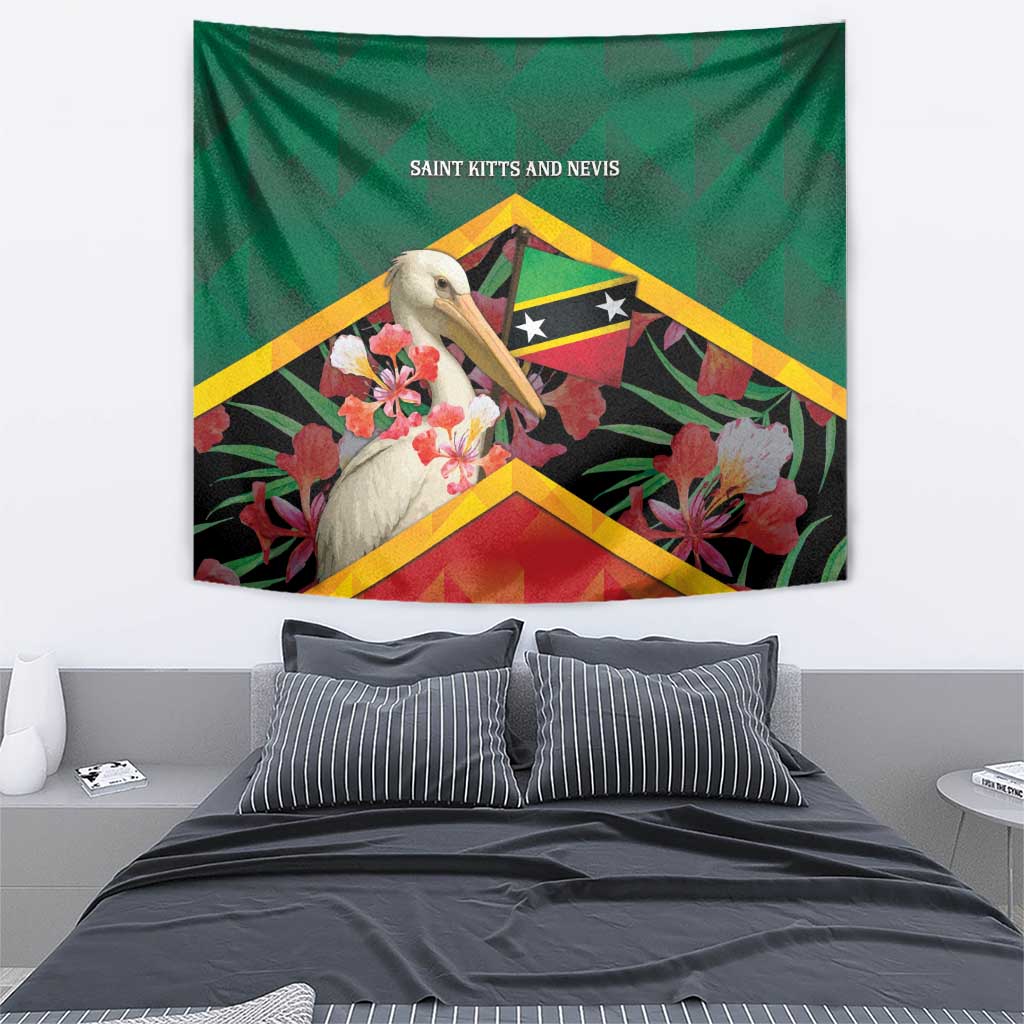 Saint Kitts and Nevis Tapestry Pelican With Poinciana Flowers - Wonder Print Shop