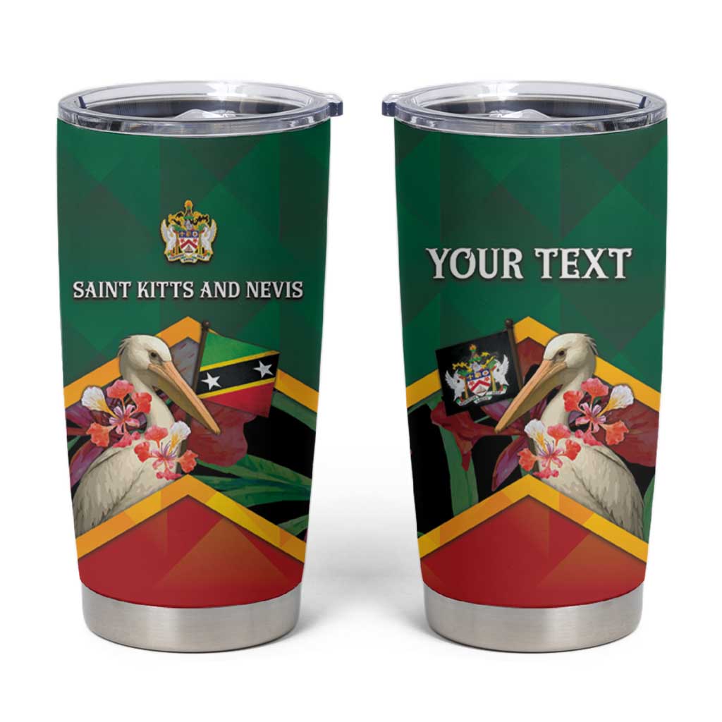 Personalized Saint Kitts and Nevis Tumbler Cup Pelican With Poinciana Flowers - Wonder Print Shop