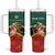 Personalized Saint Kitts and Nevis Tumbler With Handle Pelican With Poinciana Flowers - Wonder Print Shop