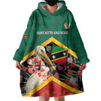 Personalized Saint Kitts and Nevis Wearable Blanket Hoodie Pelican With Poinciana Flowers - Wonder Print Shop