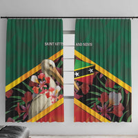 Saint Kitts and Nevis Window Curtain Pelican With Poinciana Flowers - Wonder Print Shop