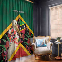 Saint Kitts and Nevis Window Curtain Pelican With Poinciana Flowers - Wonder Print Shop