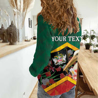 Personalized Saint Kitts and Nevis Women Casual Shirt Pelican With Poinciana Flowers - Wonder Print Shop