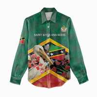 Personalized Saint Kitts and Nevis Women Casual Shirt Pelican With Poinciana Flowers - Wonder Print Shop
