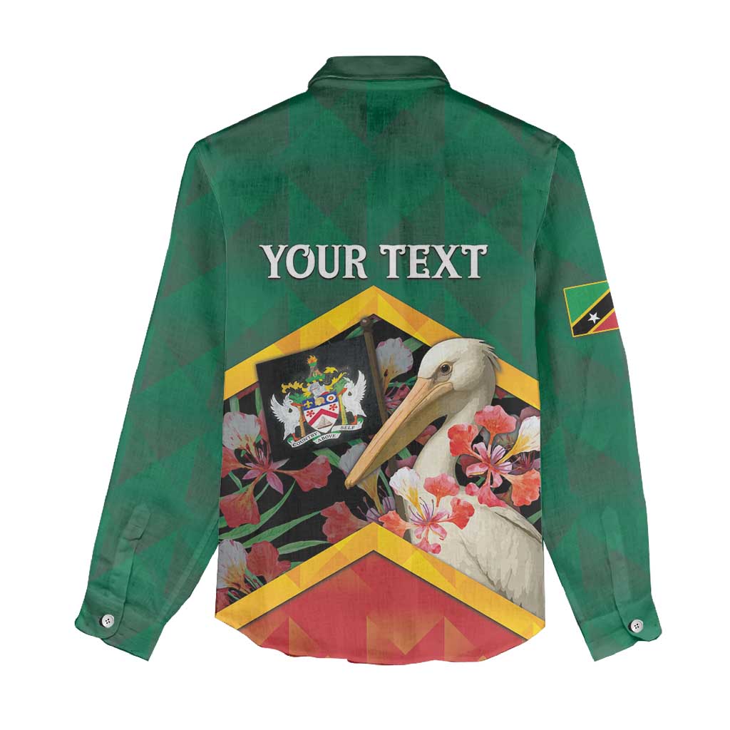 Personalized Saint Kitts and Nevis Women Casual Shirt Pelican With Poinciana Flowers - Wonder Print Shop