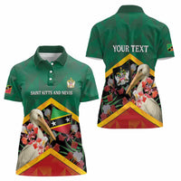 Personalized Saint Kitts and Nevis Women Polo Shirt Pelican With Poinciana Flowers - Wonder Print Shop