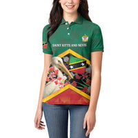 Personalized Saint Kitts and Nevis Women Polo Shirt Pelican With Poinciana Flowers - Wonder Print Shop