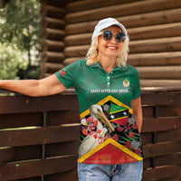 Personalized Saint Kitts and Nevis Women Polo Shirt Pelican With Poinciana Flowers - Wonder Print Shop
