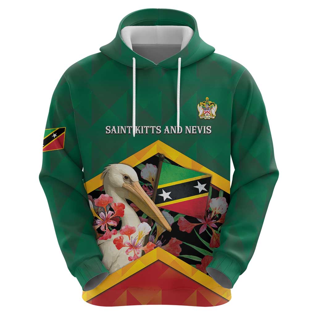 Personalized Saint Kitts and Nevis Zip Hoodie Pelican With Poinciana Flowers - Wonder Print Shop