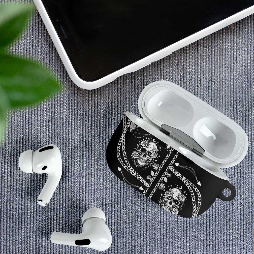 Western Gothic Yoke AirPods Case Skull Rose With Spider - Wonder Print Shop