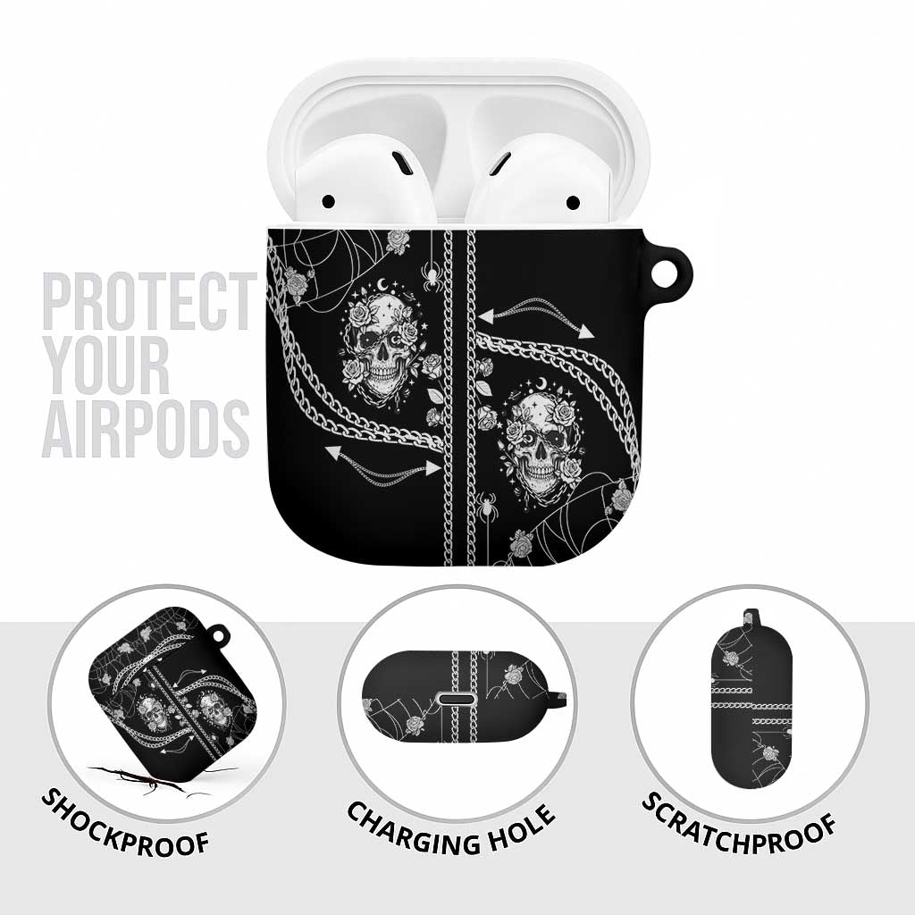 Western Gothic Yoke AirPods Case Skull Rose With Spider - Wonder Print Shop