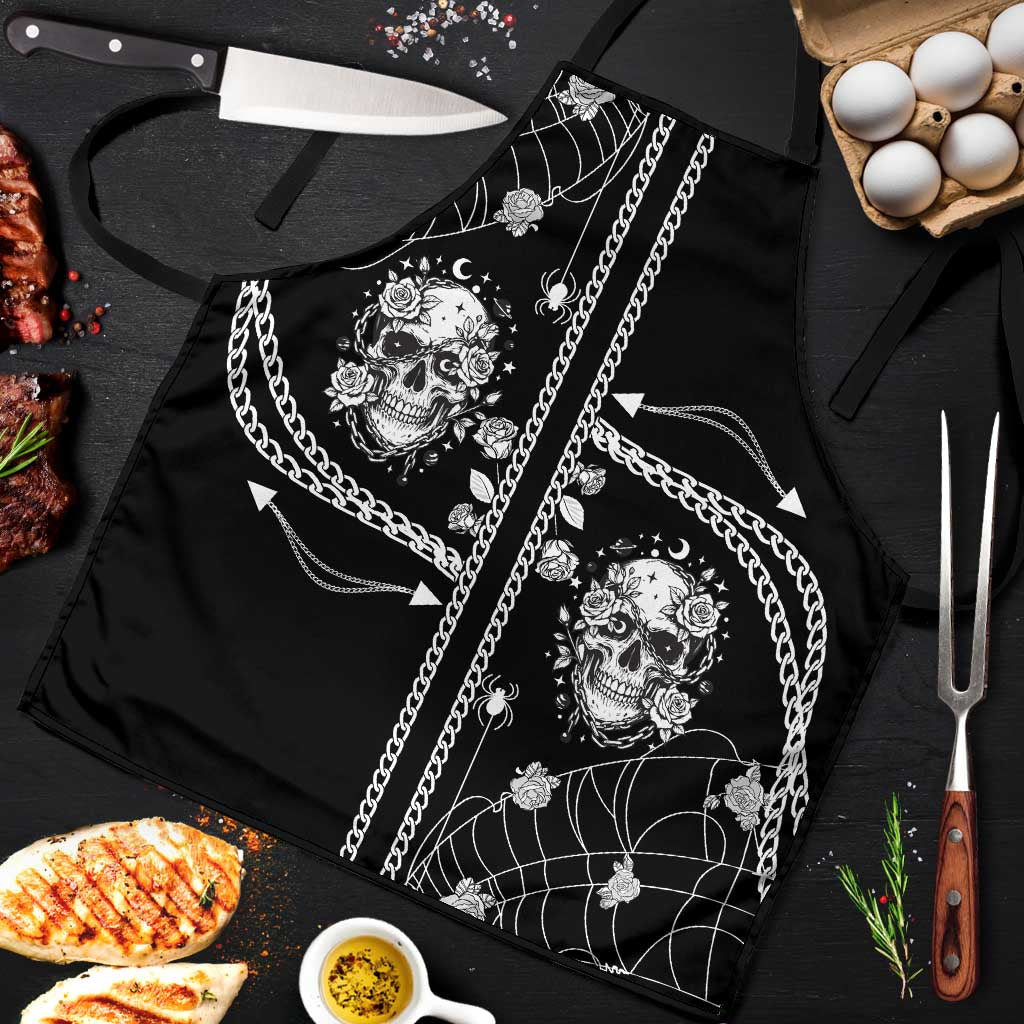 Western Gothic Yoke Apron Skull Rose With Spider - Wonder Print Shop