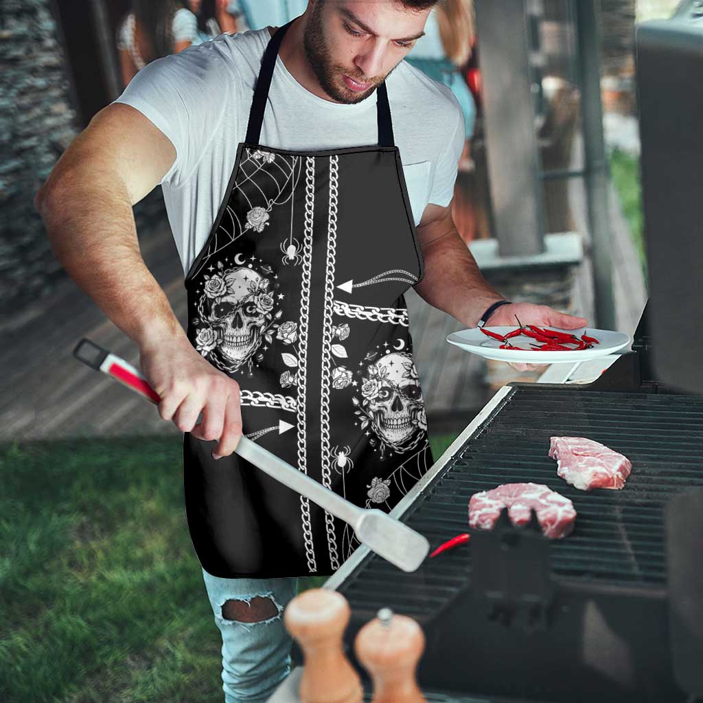 Western Gothic Yoke Apron Skull Rose With Spider - Wonder Print Shop