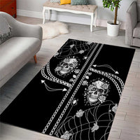 Western Gothic Yoke Area Rug Skull Rose With Spider - Wonder Print Shop