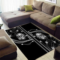 Western Gothic Yoke Area Rug Skull Rose With Spider - Wonder Print Shop