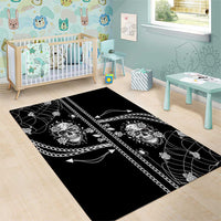 Western Gothic Yoke Area Rug Skull Rose With Spider - Wonder Print Shop